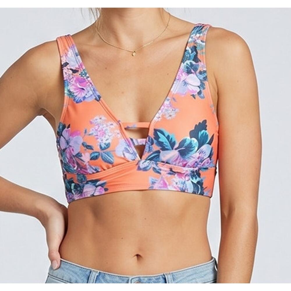 a.n.a. A New Approach Medium Swim Top Pink Blue Floral
